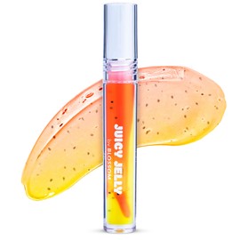Blossom Juicy Jelly Moisturizing Lip Care Fruit Flavored Nourishing Lip Oil with Doe Foot Wand Applicator, 0.09 fl oz, Papaya