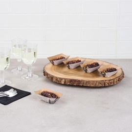 Restaurantware Bio Tek 2 Ounce Food Boats 400 Disposable Paper Food Trays - Heavy-Duty Grease-Resistant Newsprint Paper Food Boats For Snacks Appetizers Or Treats Use At Parties Or Fairs