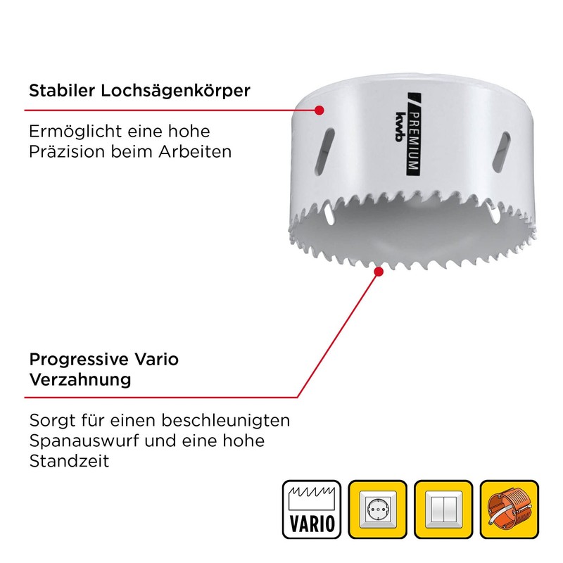 kwb HSS Bi-Metal Hole Saw, Diameter 83 mm, 8% Cobalt