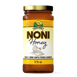 Noni Honey - 100% Pure, Raw, Unfiltered, Unprocessed - 12oz Glass Bottle