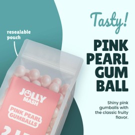 Light Pink Pearl Shimmer Gumballs Candy | 2 LBS | Pink Bubble Gum Bulk Bag