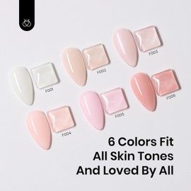 Beetles Color Base Gel Nail Polish 6 Colors Base Color Gel Polish Nude Base Gel Polish Porcelain Doll Pink Nail Polish Nude Gel Polish Neutral Sheer Colors Strengthener French Tip