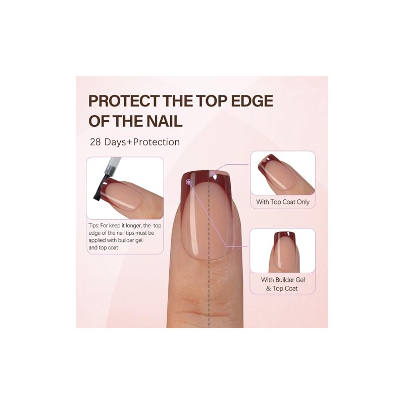Misssix XBASICTIPS Uñas francesas a presión, 150 piezas cortas y