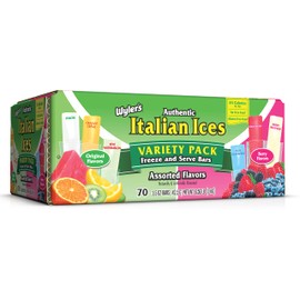 Wyler's Italian Ices, Original And Berries & Cherries Variety Pack, 1.5 Oz Freezer Bars, 70 Count