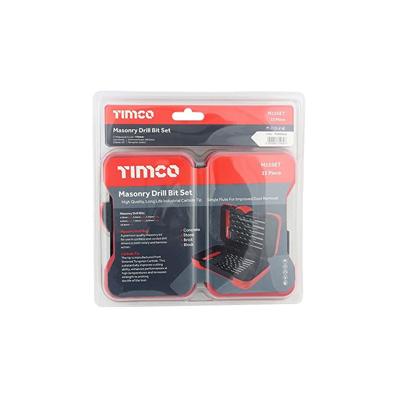 TIMCO Masonry Drill Bit Set - 15pc