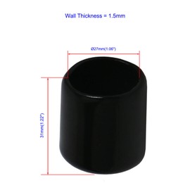 Ohamtes 5PCS ID28mm(1-7/64") Black PVC Rubber End Caps, Vinyl Flexible End Caps, Round Pipe End Caps, Bolt Thread Protector Safety Caps