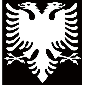 STICKY DUDE Albanian Eagle Flag Sticker, White, 5 inches - Car Window, Yeti Cup Vinyl Cooling Box, Waterproof Sticker, Decal Car Laptop Wall Window Bumper Sticker
