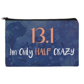 13.1 Half Marathon Half Crazy Running Runner Makeup Cosmetic Bag Organizer Pouch