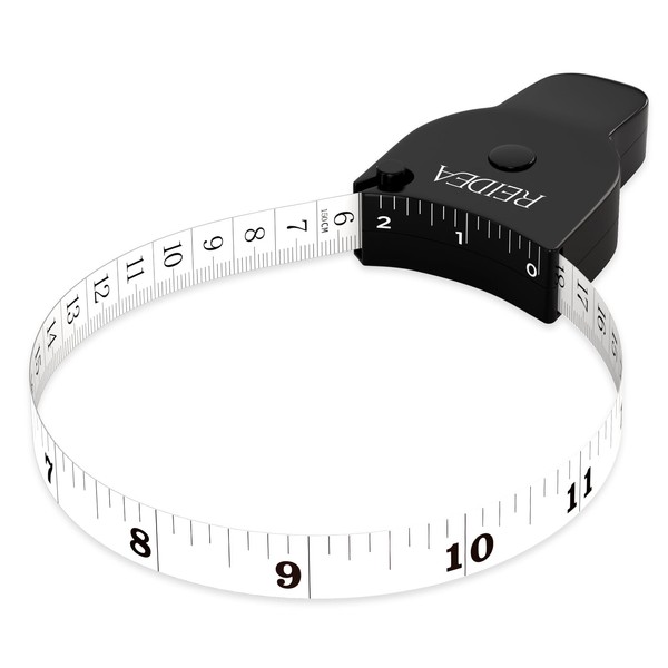 REIDEA Body Tape Measure 60in with Clip-n-Lock & Eject (Pop Up Release) Button & Rebound Buckle, Ergonomic and Portable Design, 60inch/150cm, REIDEA M2, Black