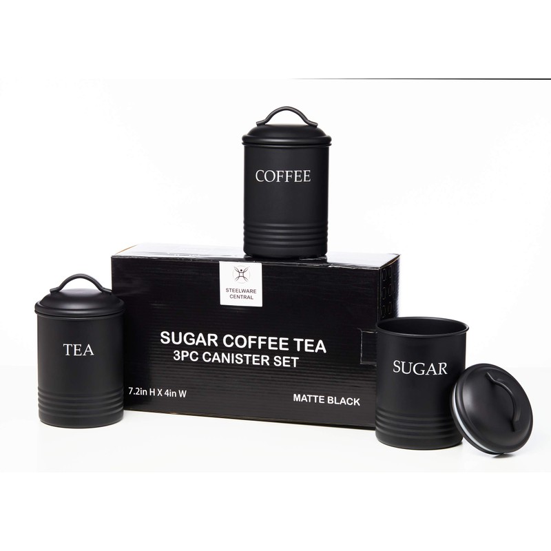 Steelware Central Kitchen Canister Set of 3 Sugar Coffee Tea