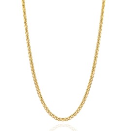 OLARCU 2.5mm/4mm Gold Wheat Chain for Men Women, Mens Stainless Steel Chain Necklace Jewelry, 18-26 Inches (4mm-Gold, 18 Inches)