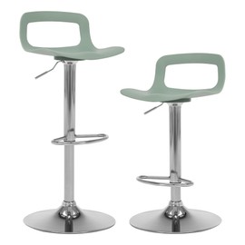 NOBPEINT Contemporary Chrome Air Lift Adjustable Swivel Bar Stool (2 Pieces, ‌Mint Green)