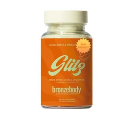 bronzebody bronzebody? Glitz Accelerate & Prolong Tan Naturally Made with Lutein, Lycopene, and Probiotics for Skin Hydration, Elasticity, and Resilience Plant-Based Vegan Clean Formula (60 Capsules)