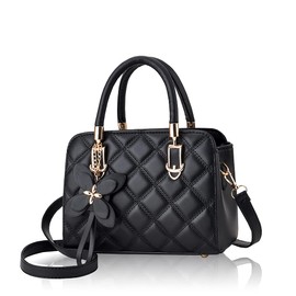 T.Y.ryanryan Women's Shoulder Bag, Smaller, Crossbody Handbag, Quatrefoil, Black