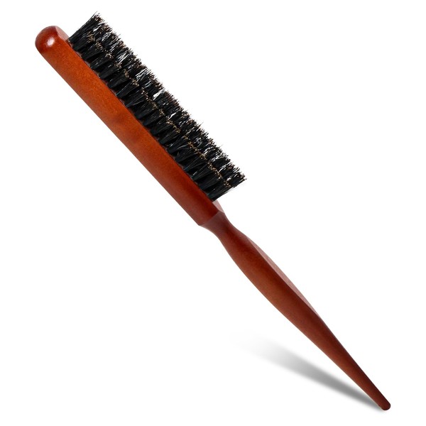Teasing Boar Bristle Hair Brush for Women - black BristlesSlick