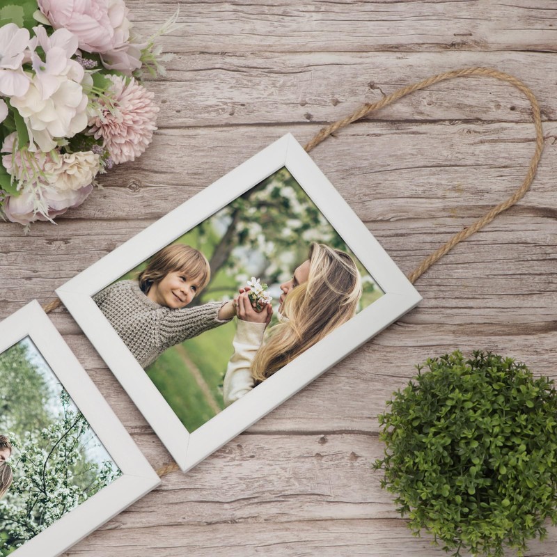 QUTREY 5x7 Collage Picture Frames White, 6 Openings Vertical 5