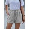 YOCUR Womens Summer Wild Shorts Elastic Waist Drawstring Pocket Cuffed