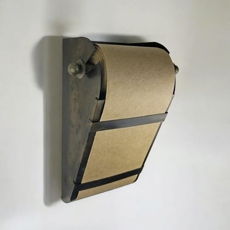 FTWDesign Retro Notizrollenhalter aus Metall - 15m Notizblock mit Ersatzrolle