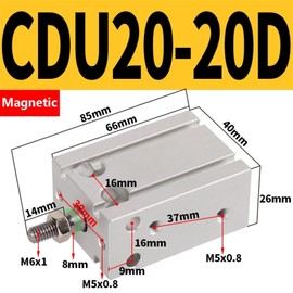 IJPDXOLBQ Cylinder Small Free Installation Bore Size 20/25 with Magnetic CDU20/25 * 5-10D-15D-20D-25D-30D-40D-50D(CDU20-20D)