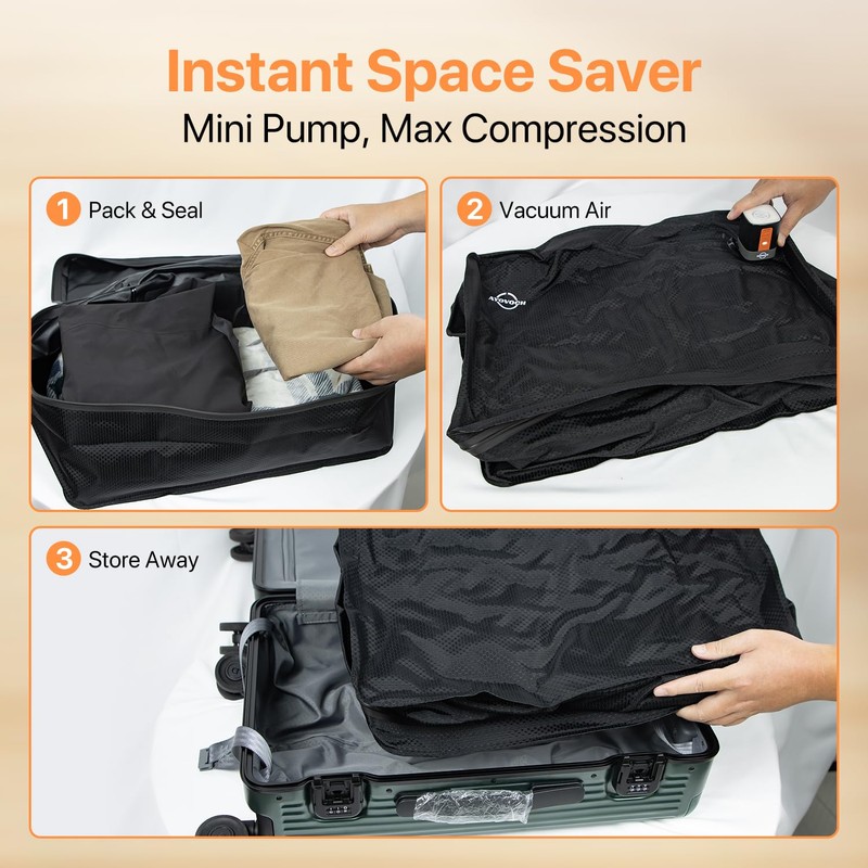 Ayovoch Vacuum Travel Bag for Luggage with Wireless Pump 35L,