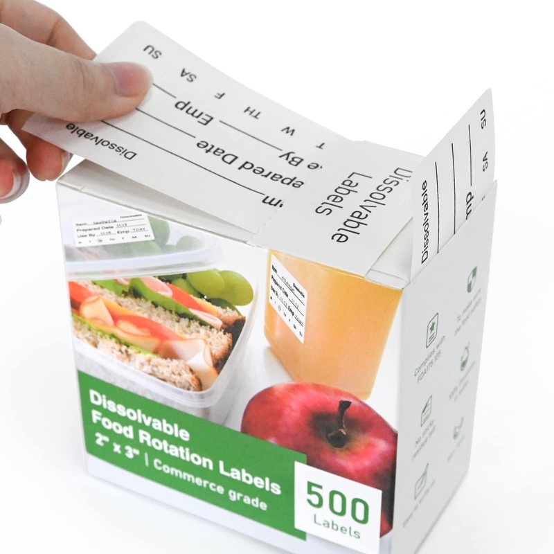 L LIKED 500 Large Size Dissolvable Food Rotation Labels 2"