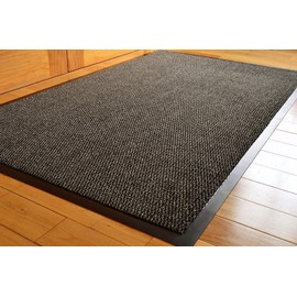 TrendMakers DOOR MATS SMALL MEDIUM (GREY & BLACK) BARRIER MAT RUBBER EDGED HEAVY DUTY NON SLIP KITCHEN ENTRANCE HALL RUNNER RUG MATS 50x80CM | POLYPROPYLENE PILE