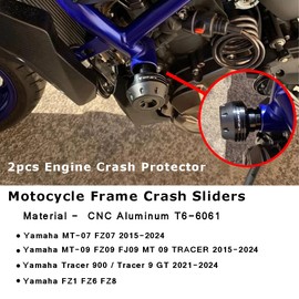 MT-07 MT-09 2015-2024 Frame Slider Motorcycle Enigne Crash Protection Pad for Y.amaha MT07 FZ07 MT09 FZ09 FZ1 FZ6 FZ8 Tracer 900 GT 2015-2020 2021 2022 2023 2024 -Black