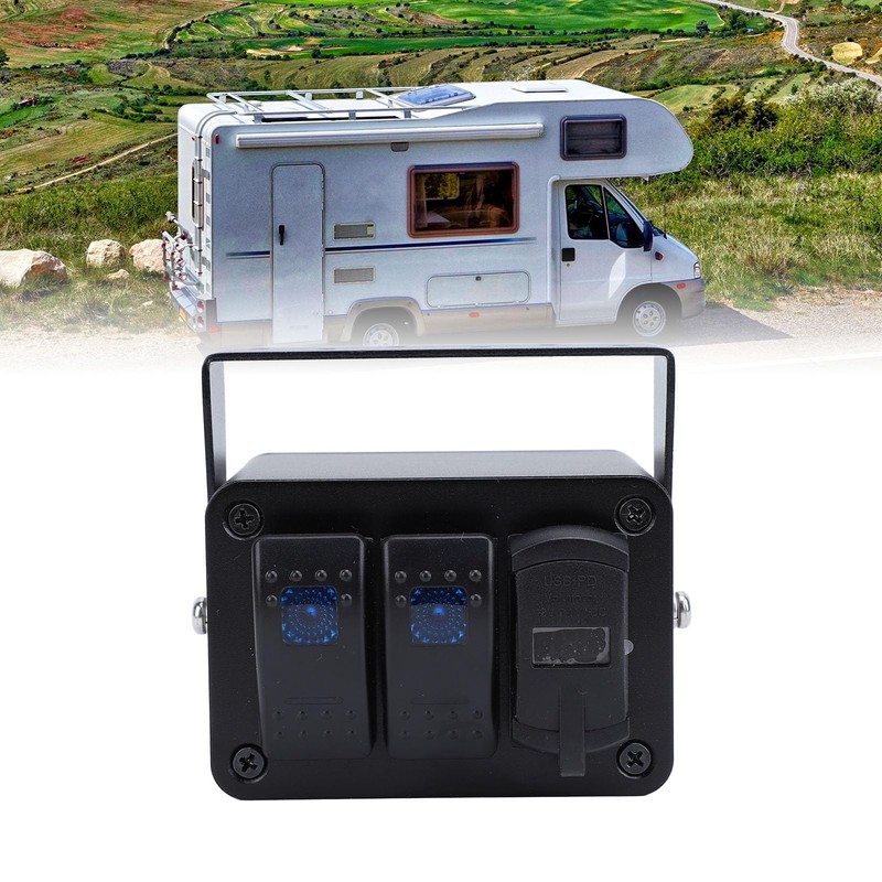2 Gang Rocker Switch, Toggle Switch Panel Box, Waterproof Marine