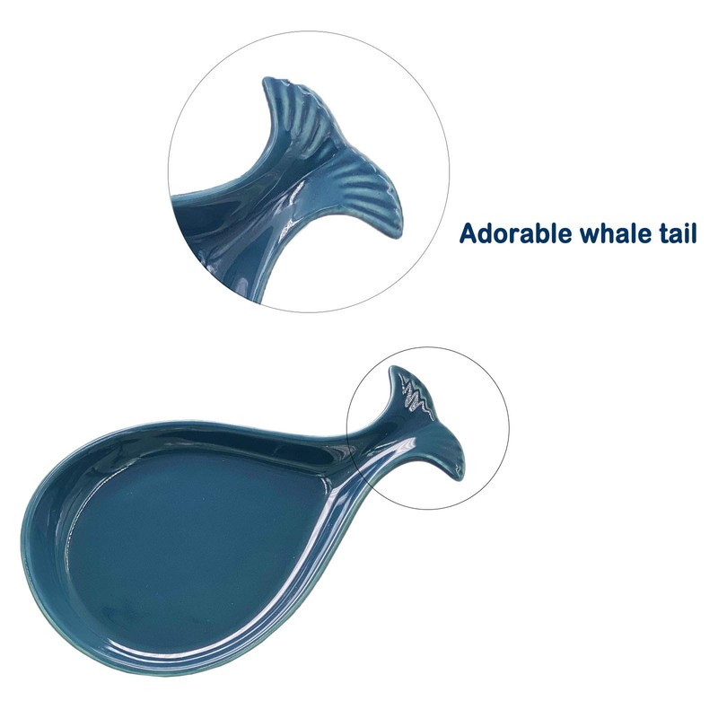 Whale Spoon Rest for Stove Top, Ceramic Spoon Holder for
