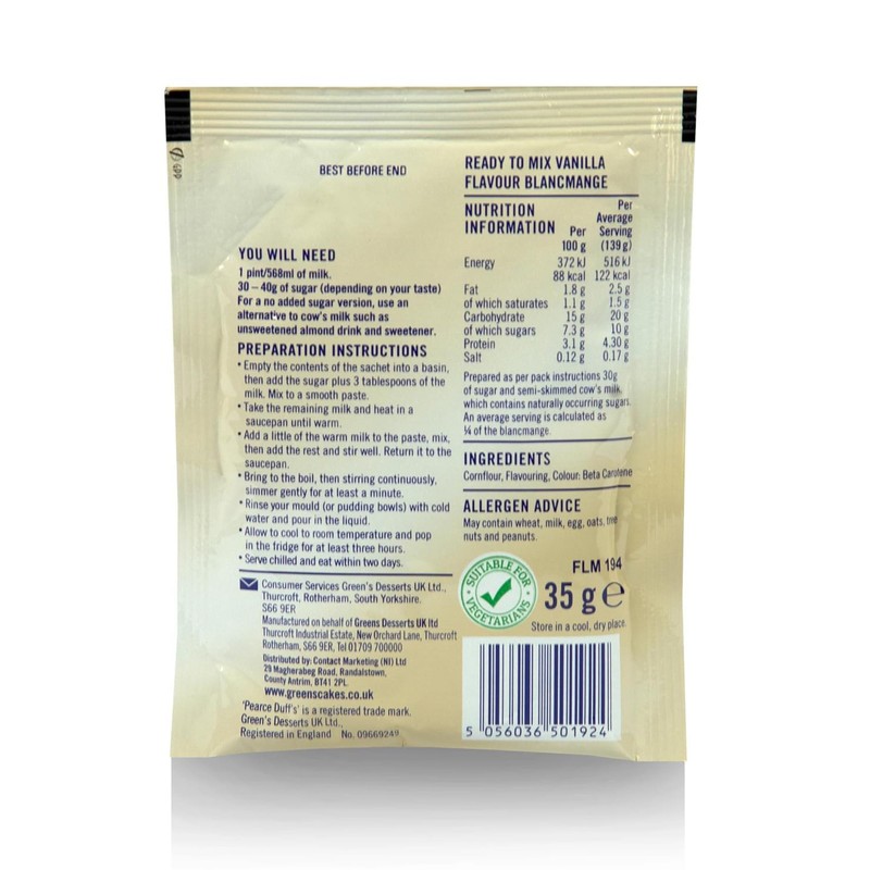 Pearce Duff’s Vanilla Blancmange Dessert Mix 18 x 35g Pudding