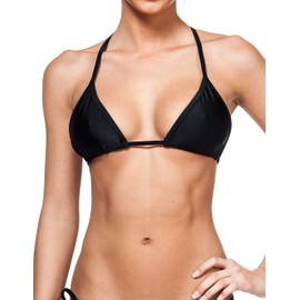 Gary Majdell Sport parte superior de traje de baño para mujer, líquido, mate o brillante, Negro, L