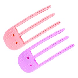 2pcs Wind Shaping Styling Combs for Fluffy Bangs, 3-Tooth Instant Hair Root Lifting Clips Easy High Crown Volume Tools for Women's Natural Voluminous Looks (Pink, Purple)