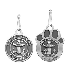 Pet Tags Engraved 2 Packs St Francis of Assisi dogs Cats Medal Pendant Collar Charm Protect My Pet