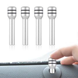 4PCS Automotive Door Lock Knobs, Safety Door Lock Pin, Interior Door Pull Pin Cover, 0.47" x 1.93" Aluminum Alloy Interior Door Pin, Universal Auto Accessories Fit for Car SUV Truck Van