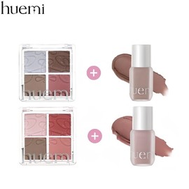 HUEMI On The Go Face Palette 11g +Lip Base Set 2items, Eye Palette#$%Lip Base:02 Rush Hour-03 Bare Pink