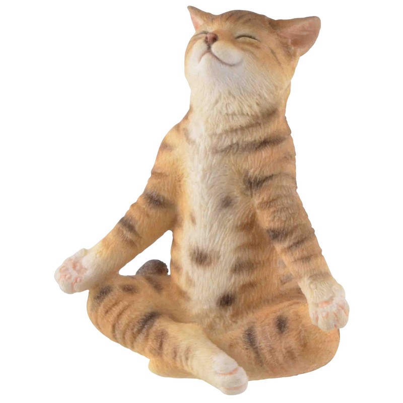 Yoga Cat in Lotus Seat, Made of Artificial Stone, Coloured