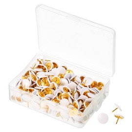 PATIKIL Push Pins, 300 Pack Plastic Roundness Pushpin Decorative Thumb Tacks Golden Steel Point for Cork Board, White