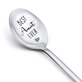 Birthday Gift for Best Aunt Ever Spoon for Hot Tea Coffee Cocoa Spoons Great Aunt Thank You Appreciation Gifts for Women Auntie Aunty Anniversary Christmas Gift for Her Long Handle Engraved Spoon
