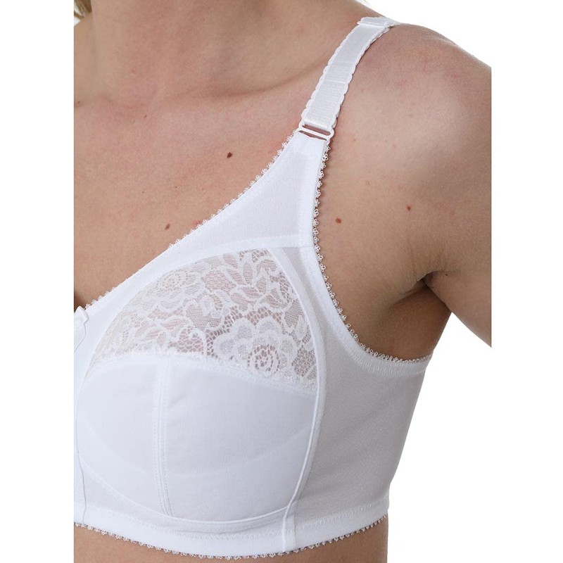 Gemm Ladies White Non Wired Lace Trim Plus Size Bra