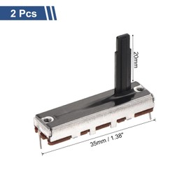 QUARKZMAN Pack of 2 Straight Single Linear Slider Potentiometer 3 Pin B10K 35 mm (L) 20 mm Hub 20 mm Handle Fader Variable Resistors Mixer Electronic Potentiometer for Dimming
