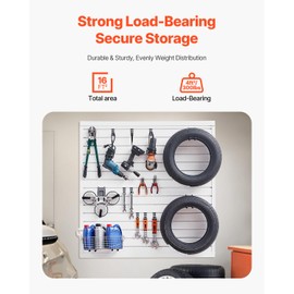 VEVOR Slat Wall Paneling, 4 x 4 ft, PVC Garage Slatwall with Modular Design, White Slat Wall Easy-to-Install Adjustable Slatwall Panel with Coupling Structure & DIY Cutting, Fits for Storage & Display