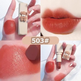 HENGFANG Bear Matte Lipstick Velvet Soft Mist 3.8g Lipstick (503#)
