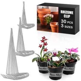 Blulu 30 Pcs Rhizome Clip for Orchid, Galvanized Orchid Clip for Clay Pot, Clip-on Pot Hanger, Orchid Supplies for Orchids and Household Plants, 10 Each of 4 Inch, 5 Inch, 6 Inch