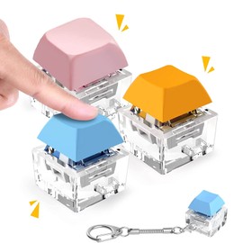 Fidget Toys Llavero de Teclado - 3 Piezas, Juguete Sensorial para relajarse, Aliviar el Estrés y Ansiedad, Regalos Pop It para Niños y Adultos, Botón Fidget del Llavero del Teclado del Dedo (Rosa - Azul - Naranja)