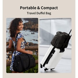Travel Duffle Bag for Women, Gym Bag Puffer Carry on Weekender Bags (Black)