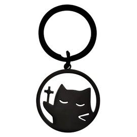 Cute Cat Keychain for Women Men Black Cat with Cross keychain for Boys Girls Birthday Christmas Gifts for Cat Mom Dad Gifts Keychains for Cat Lovers Friends Her Sisters Funny Black Cat Key Chain