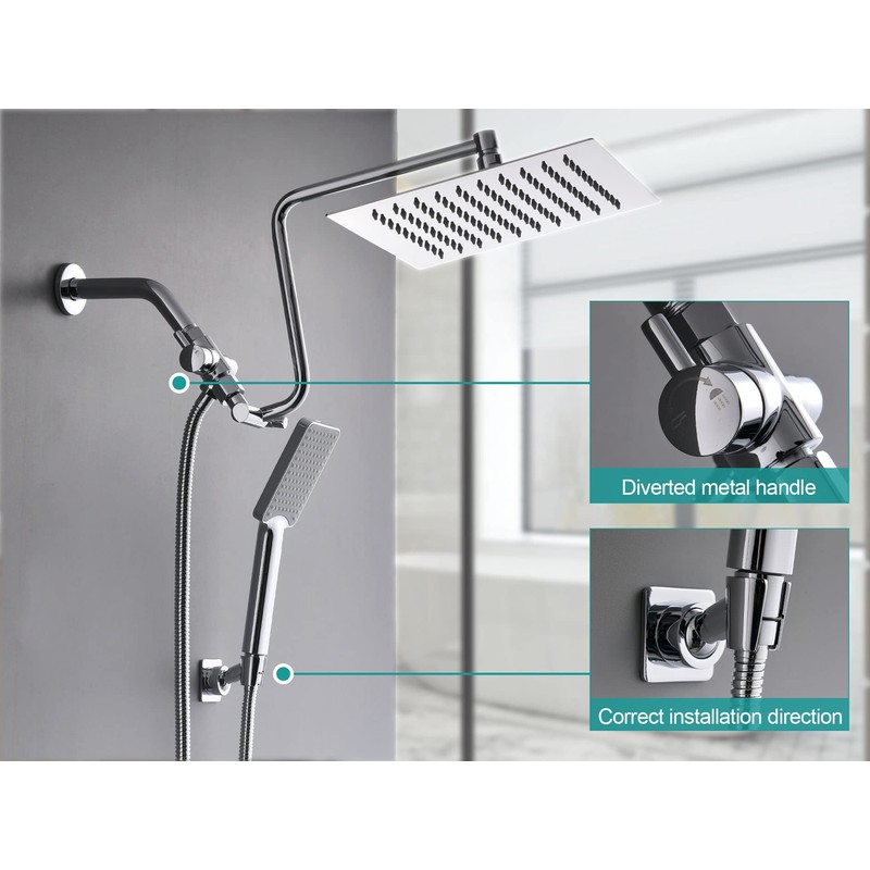 10" High Pressure Rainfall Shower Head with Handheld Combo, Upgrade