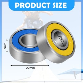 CODIRATO Pack of 20 608RS Ball Bearings Carbon Steel Roller Bearings with Double Shielded Friction-Free Skateboard Longboard Scooter Colourful Miniature Deep Groove Ball Bearings for Roller Skates