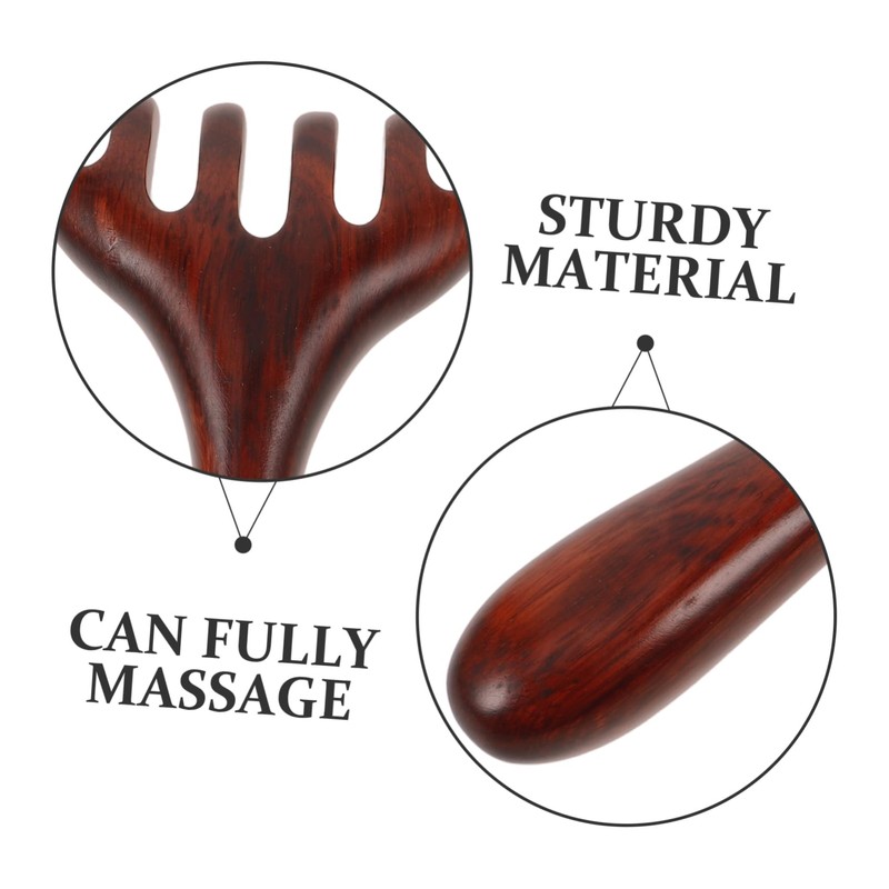 KOMBIUDA Wooden Foot Massager Comb Long Handle 6-Prong Acupoint Relief