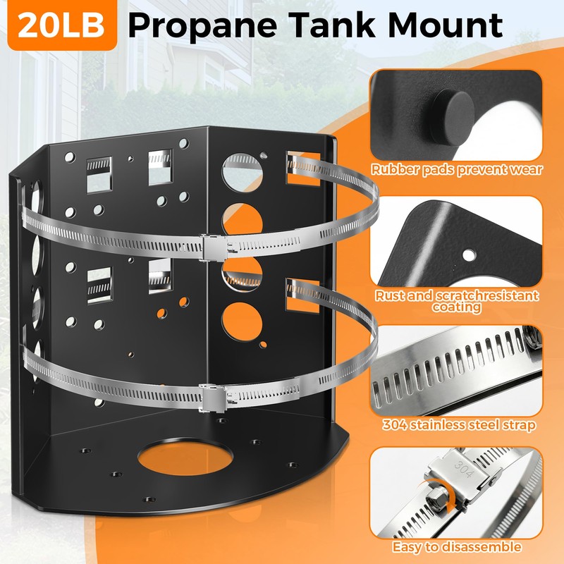 HEIWUKONG 20LB Propane Tank Mounting Bracket Heavy Duty, Propane Tank